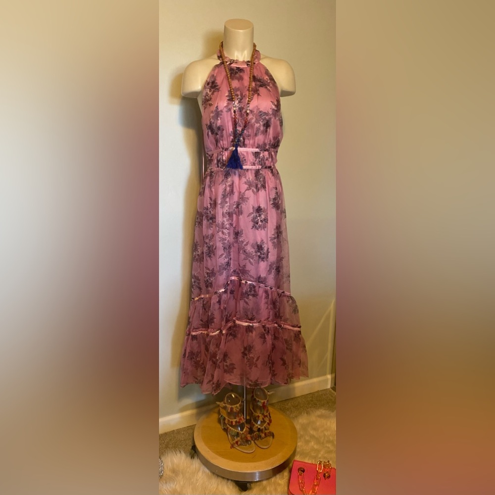 Cinq a Sept Alanna Floral Print Silk Halter Neck Dress - Picture 11 of 11